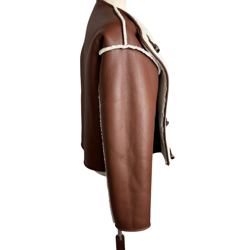 Splendid x Cella Jane Reversible Faux Shearling Toggle Jacket Brown Cream Womens - Picture 12 of 13